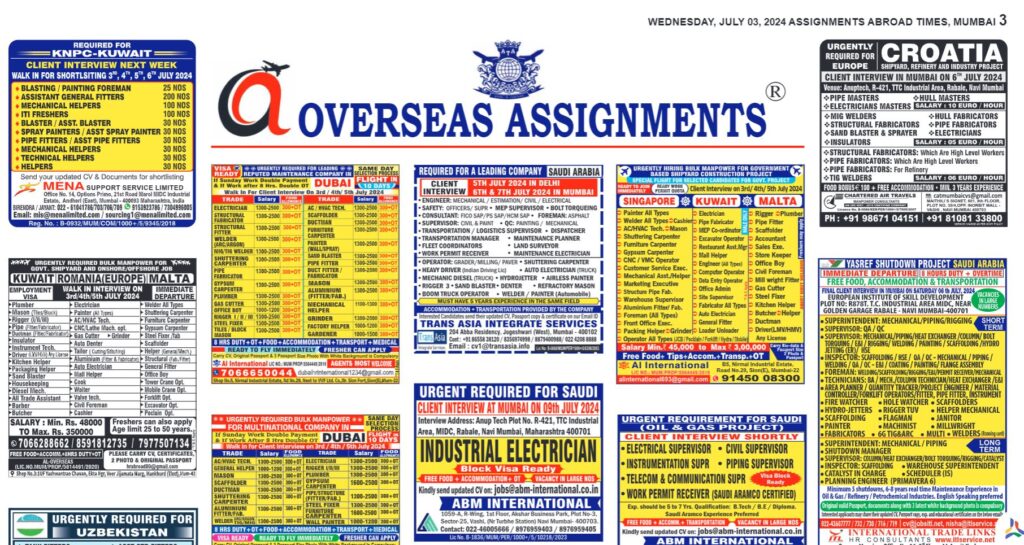 assignment abroad times 03rd July 2024