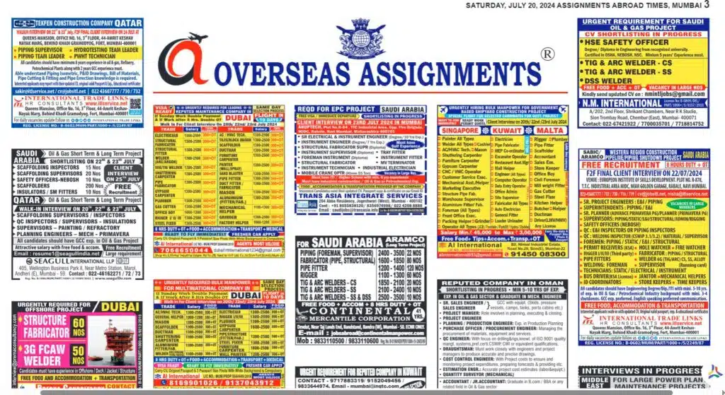 assignment abroad times 20th July 2024