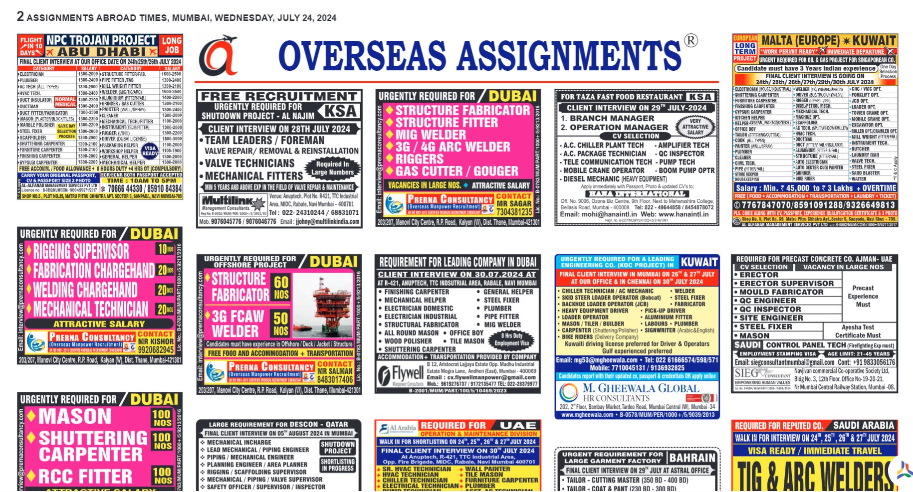 assignment abroad times 24th July 2024