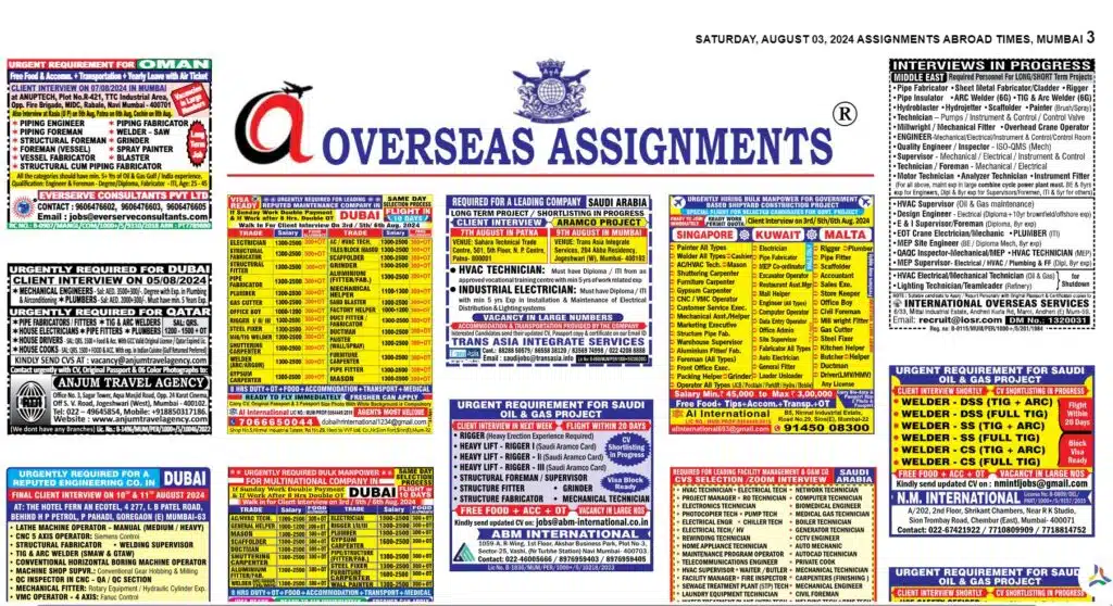 assignment abroad times 03rd August 2024