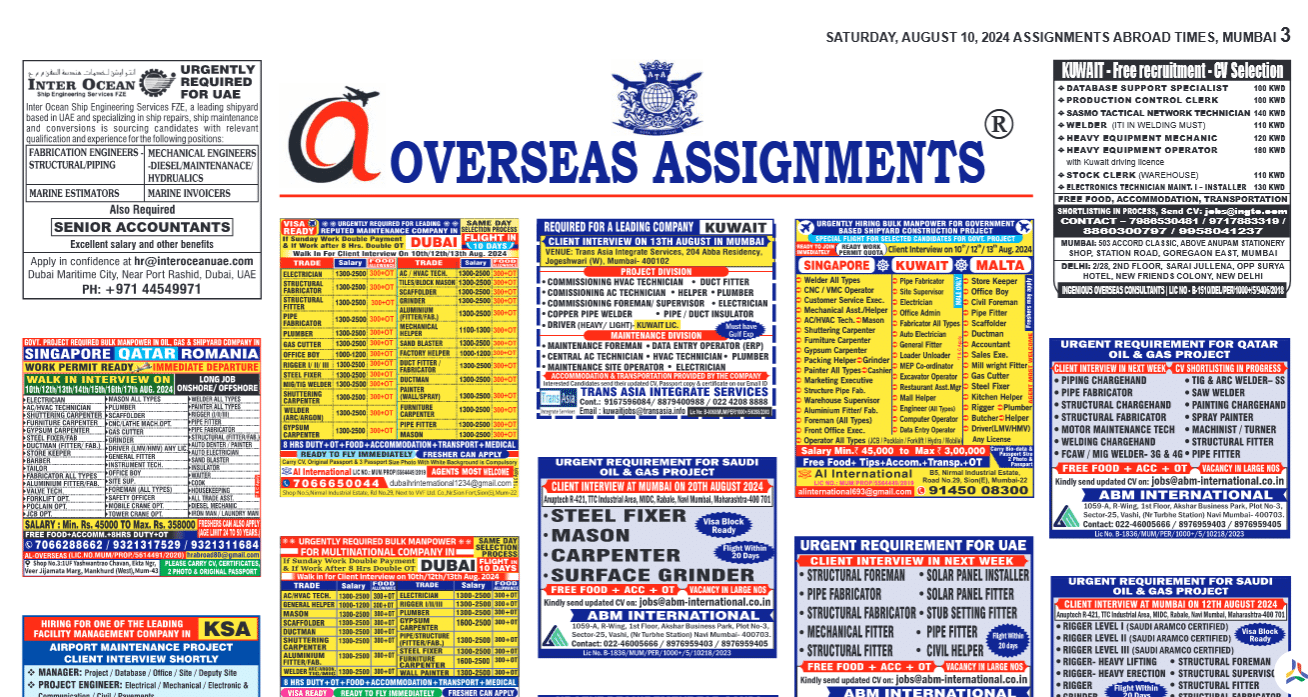 assignment abroad times 10th August 2024 download