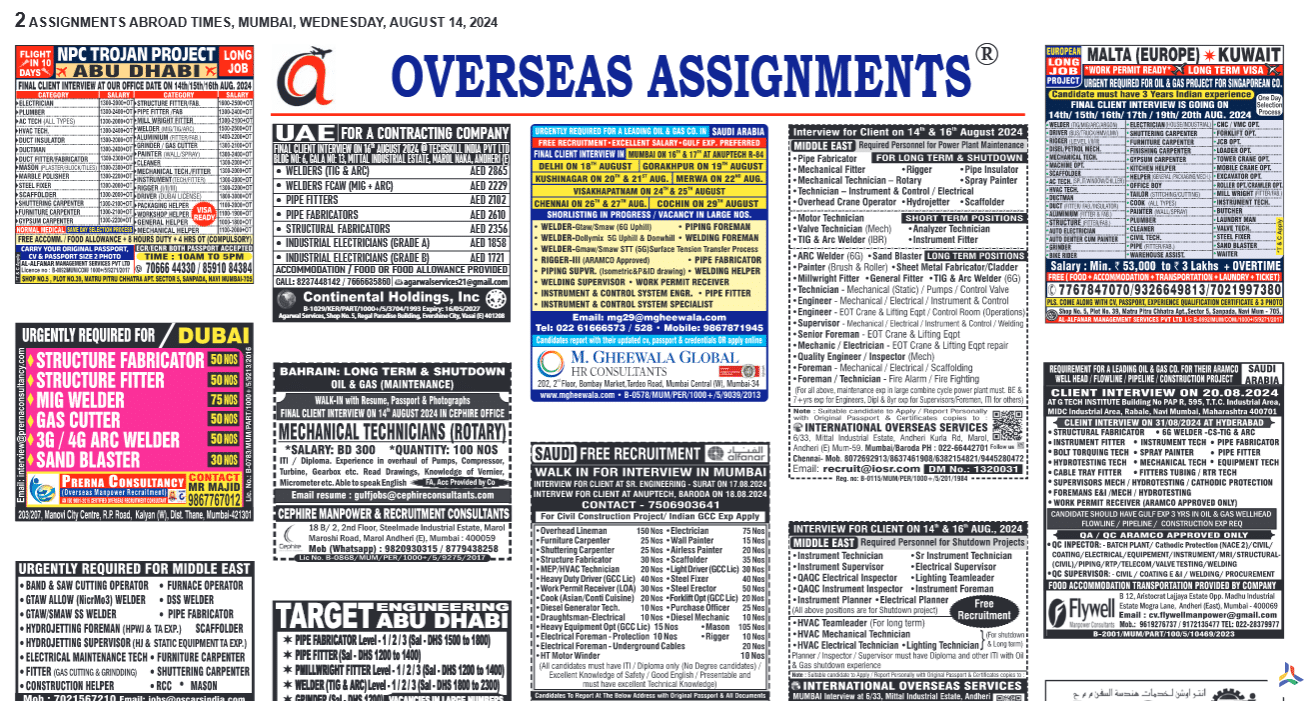 assignment abroad times 14th August 2024