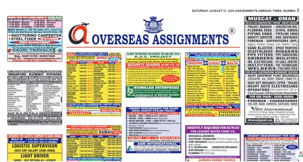 assignment abroad times 31st August 2024