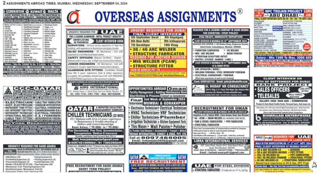 assignment abroad times 04th September 2024