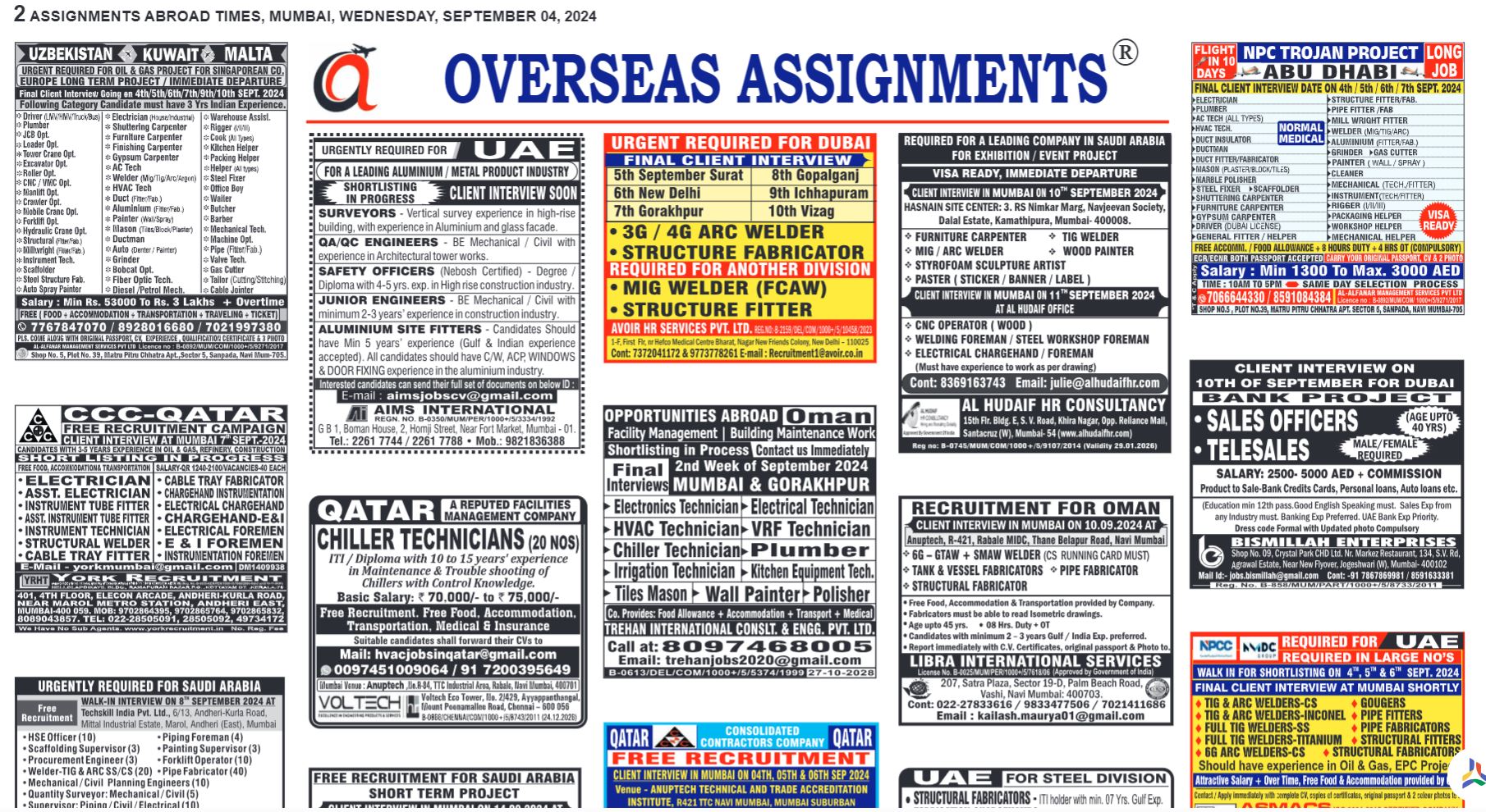 assignment abroad times 04th September 2024