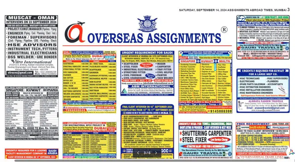 assignment abroad times 14th September 2024