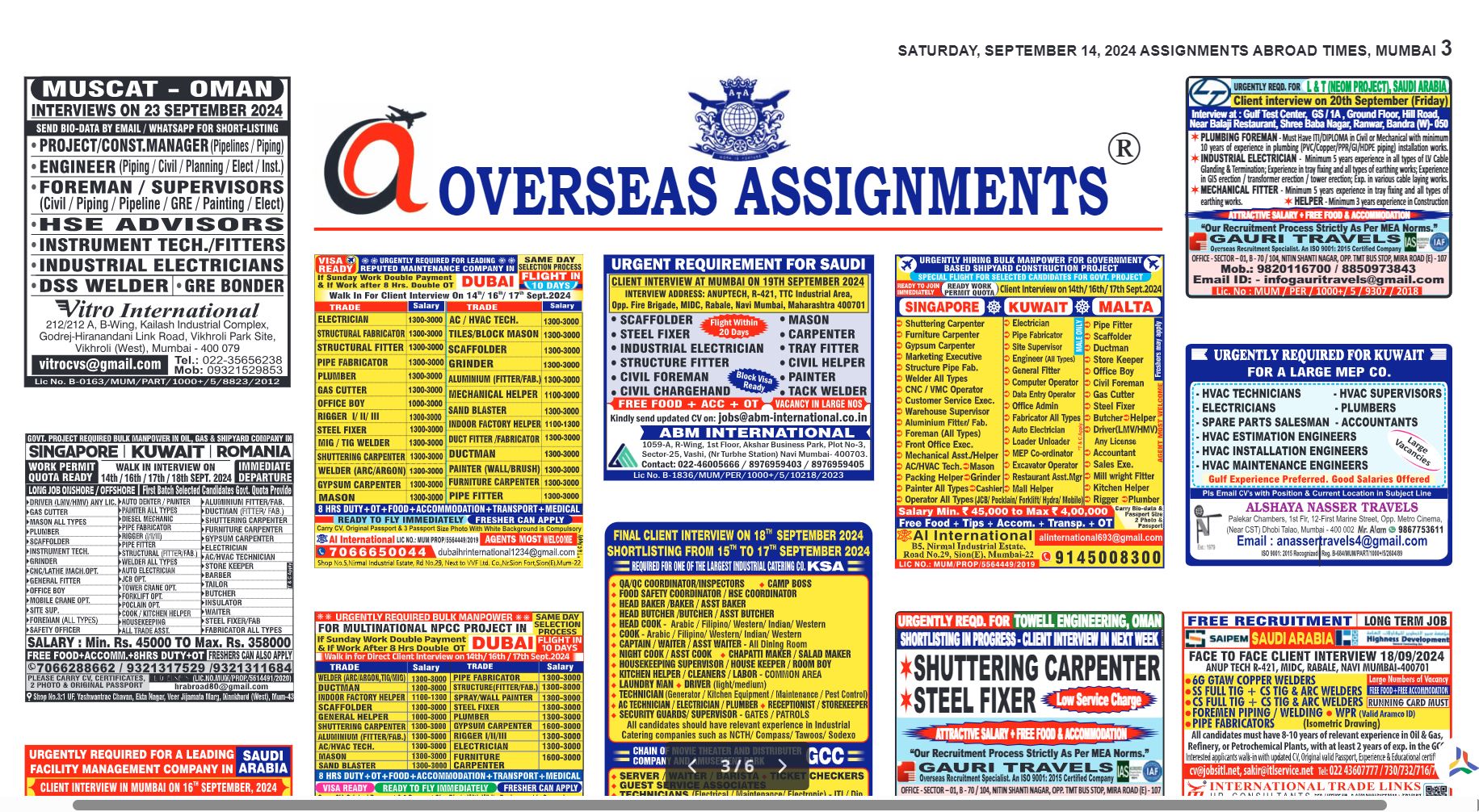 assignment abroad times 14th September 2024