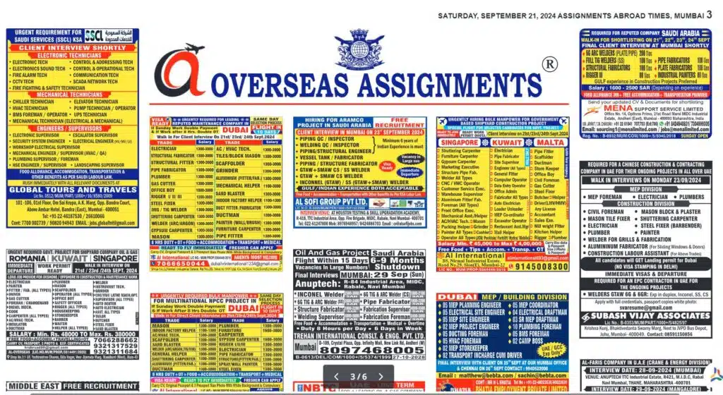 assignment abroad times 21st September 2024