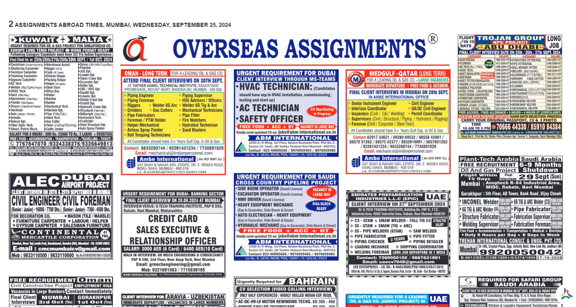 assignment abroad times 24th September 2024