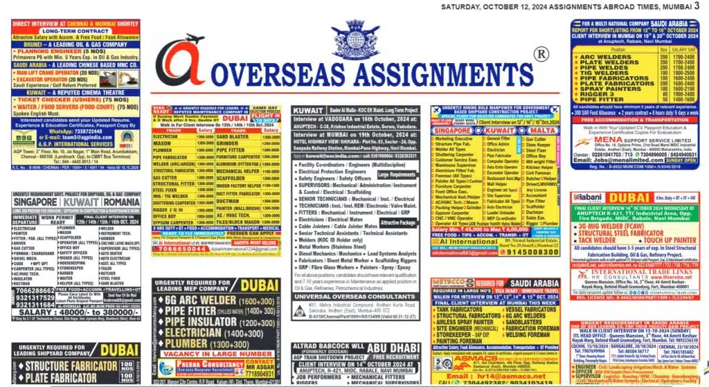 assignment abroad times 12th October 2024