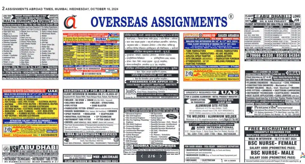 assignment abroad times 16th October 2024