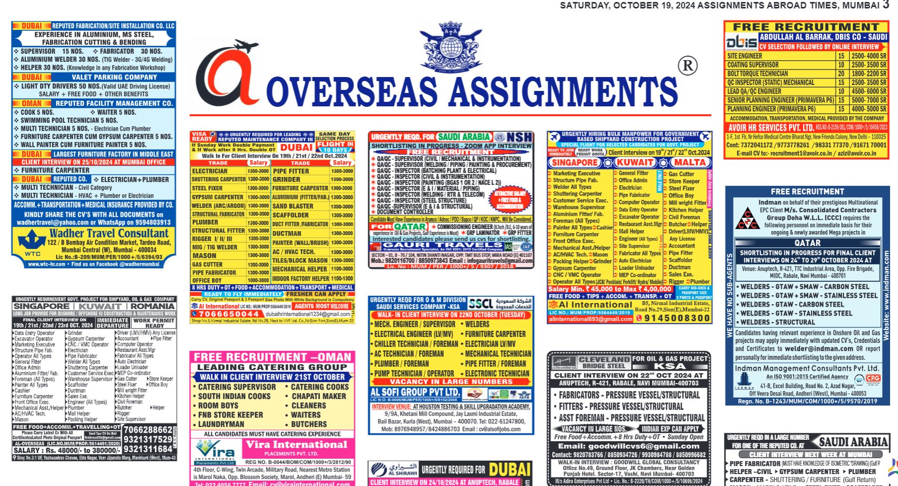 assignment abroad times 19th October 2024