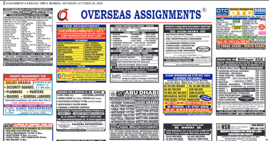 assignment abroad times 26th October 2024