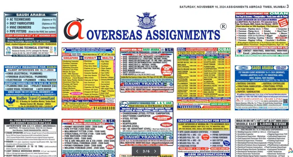 assignment abroad times 16th November 2024