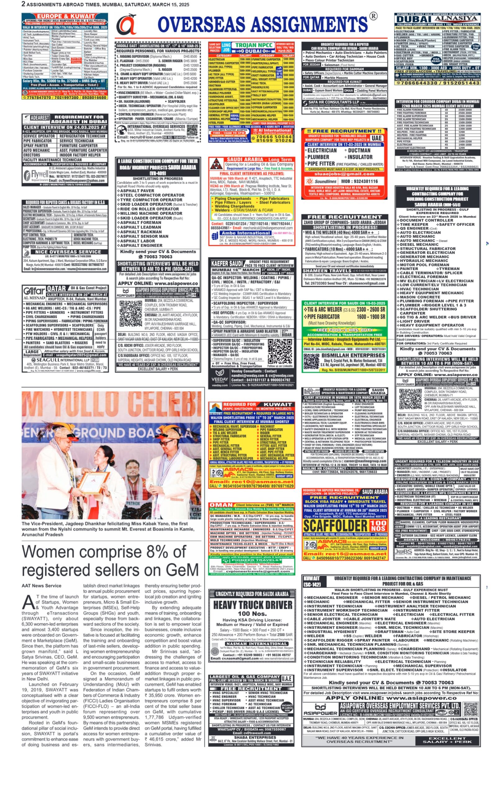 assignment abroad times 15th March 2025
