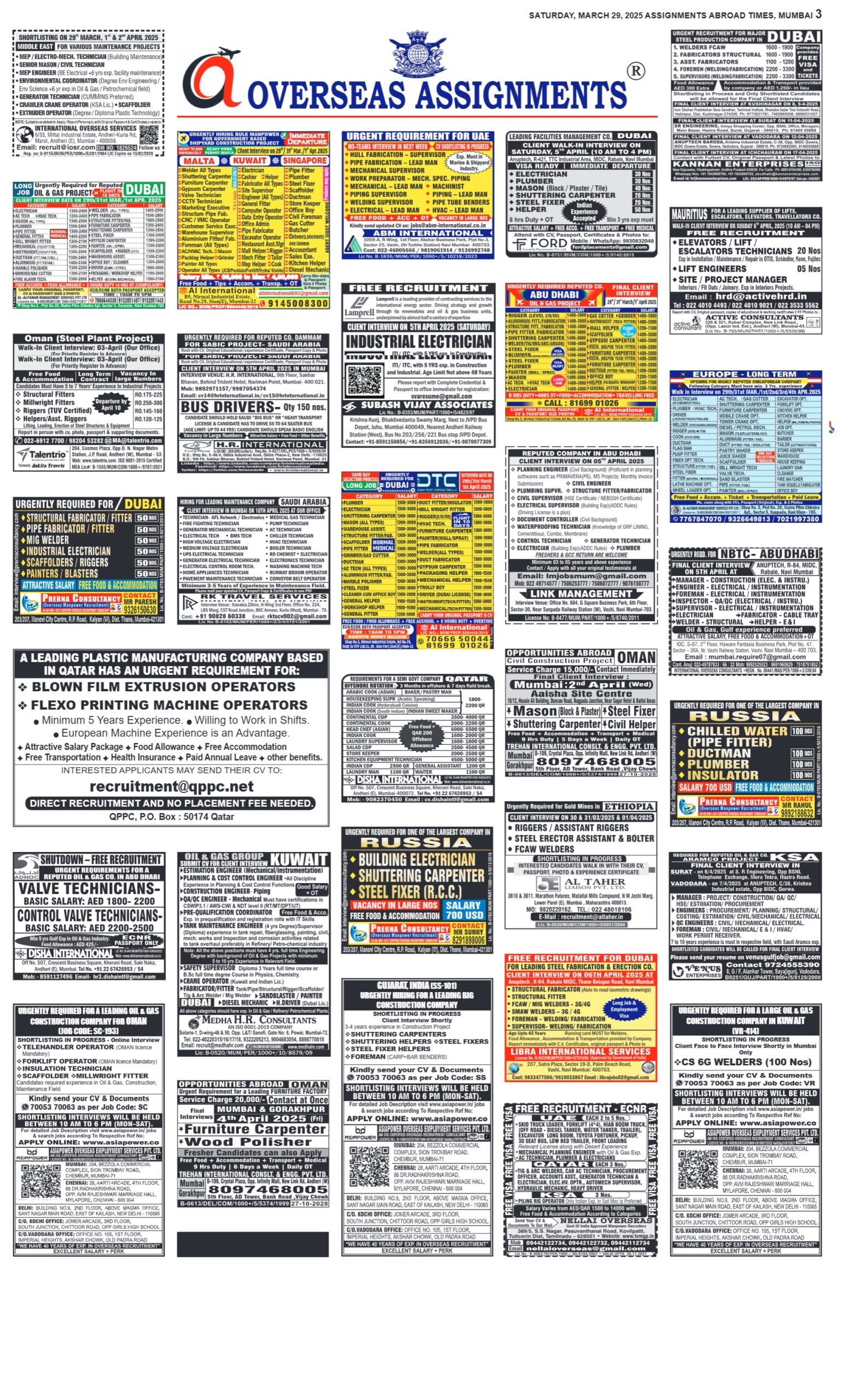 assignment abroad times 29th March 2025