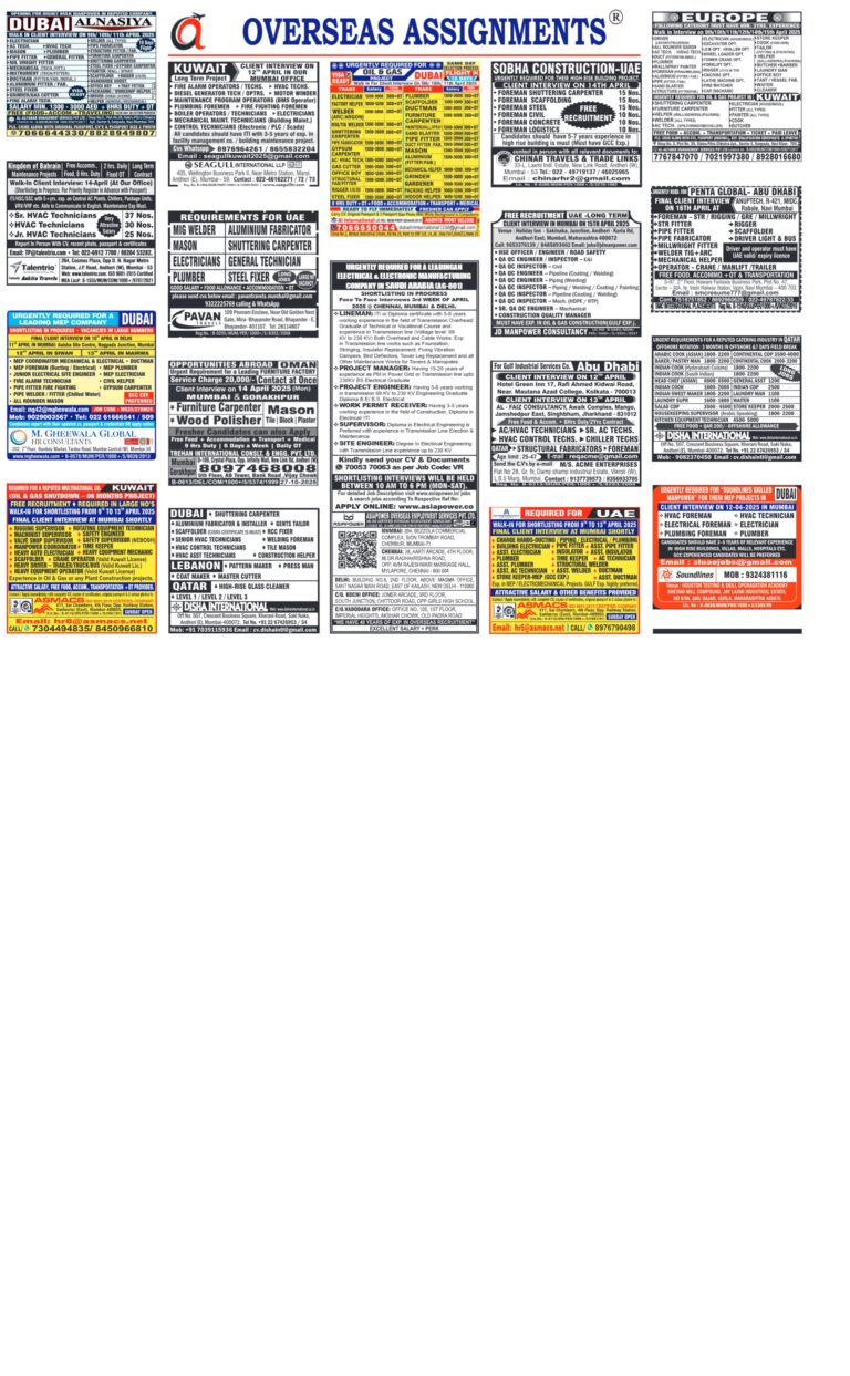 assignment abroad times 09th April 2025