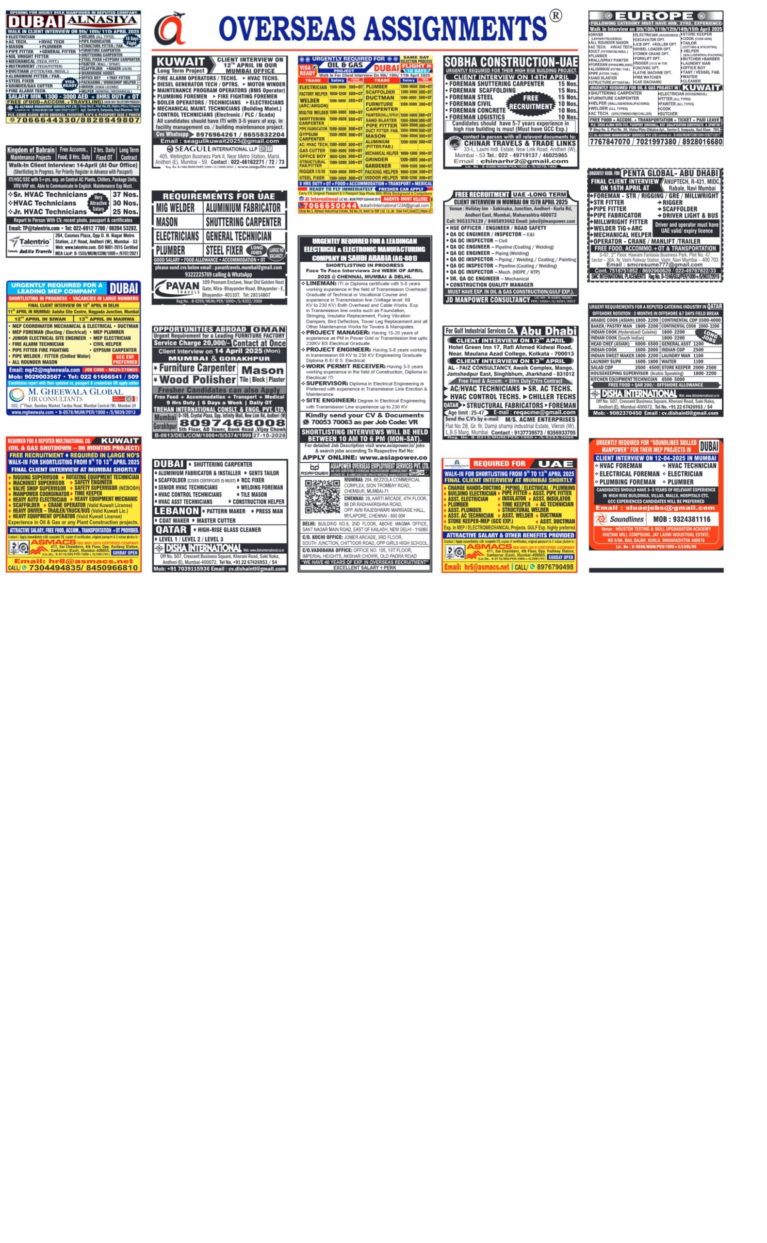 assignment abroad times 09th April 2025