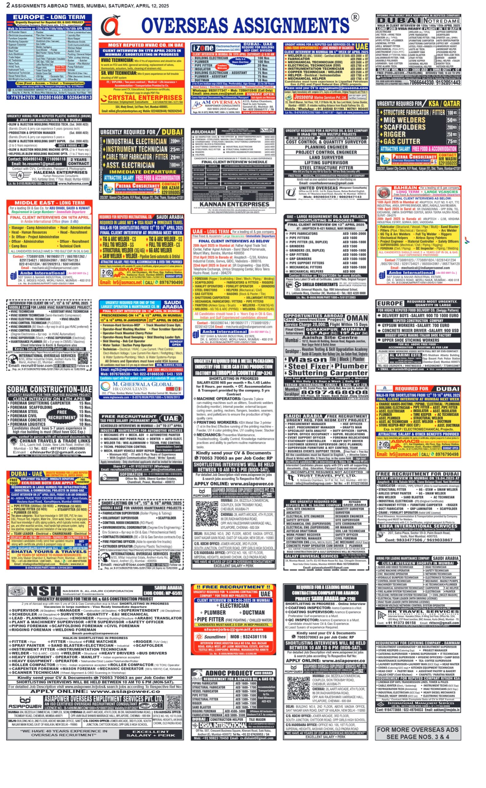 assignment abroad times 12th April 2025
