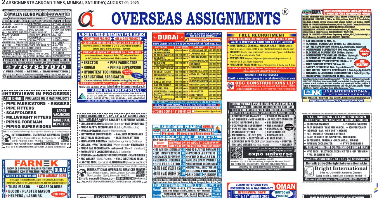 assignment abroad times 09th August 2025
