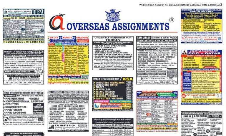assignment abroad times 13th August 2025