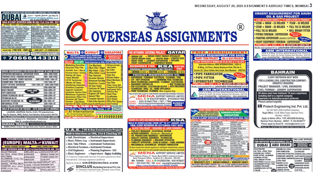 assignment abroad times 06th Sept 2025