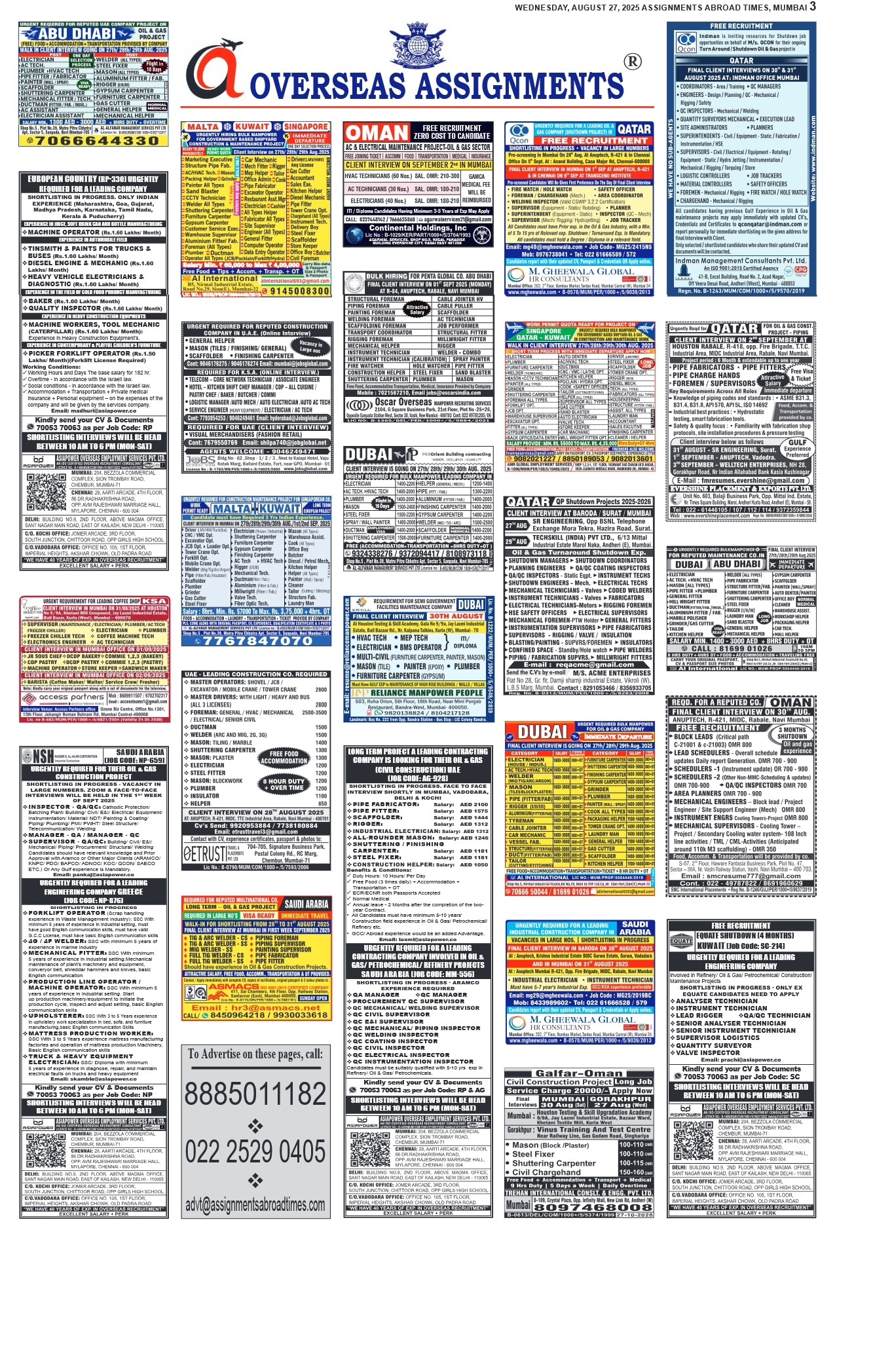 assignment abroad times 27th August 2025