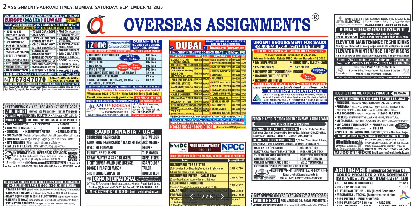 assignment abroad times 13th Sept 2025