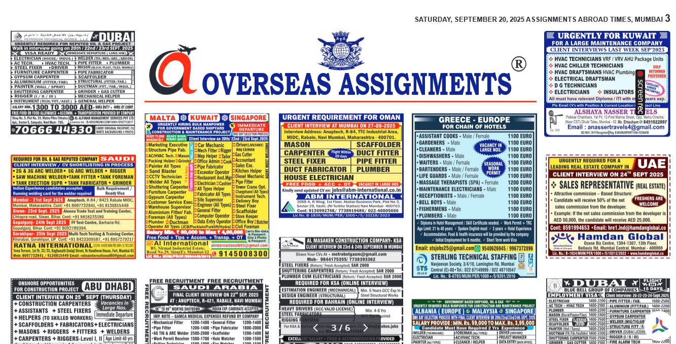 assignment abroad times 24th Sept 2025